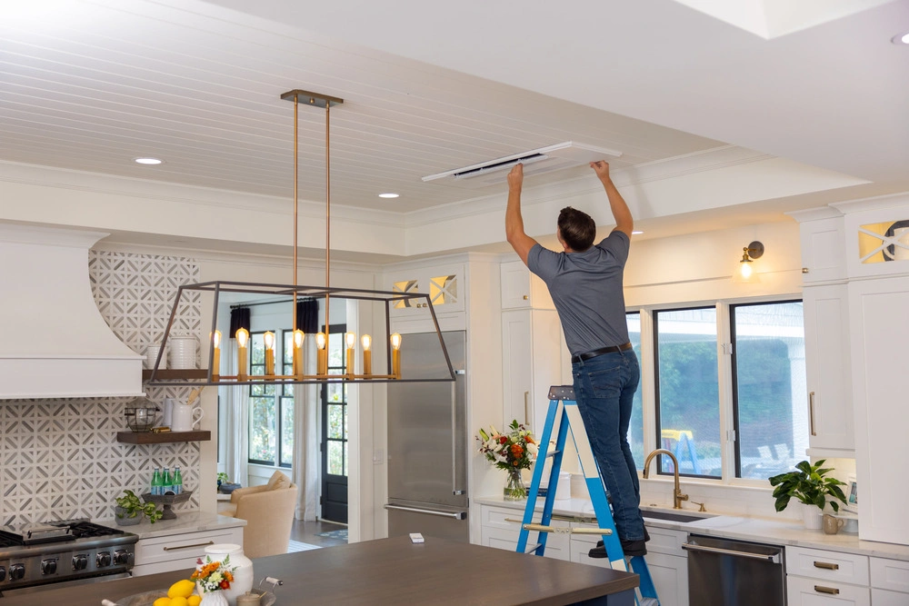 Air conditioning installation in progress